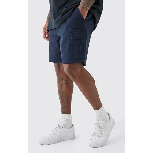 Pantaloncini Cargo Plus Size Slim Fit blu con vita elasticizzata - boohoo - Modalova