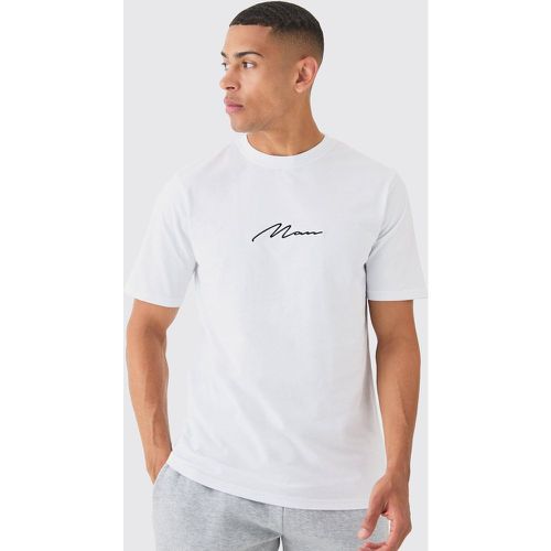 T-shirt con ricamo di firma Man - boohoo - Modalova