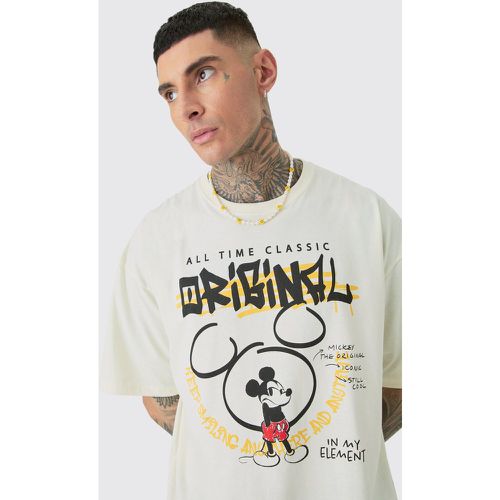 T-shirt Tall oversize ufficiale di Mickey Mouse ecru - boohoo - Modalova