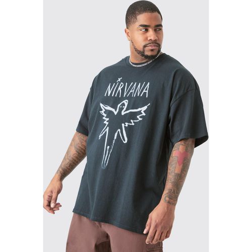 Camiseta Plus Oversize Negra Con Estampado De Nirvana - boohoo - Modalova