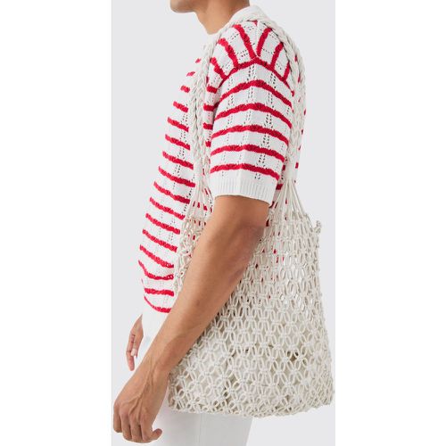 Open Knit Crochet Tote Bag In White - boohoo - Modalova