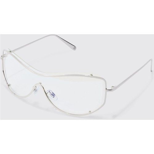 Clear Lens Visor Sunglasses In Silver - boohoo - Modalova