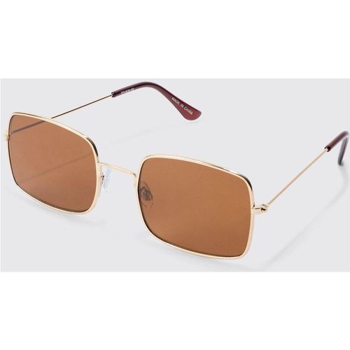 Gafas De Sol Cuadradas Con Montura Metálica En Marrón - boohoo - Modalova