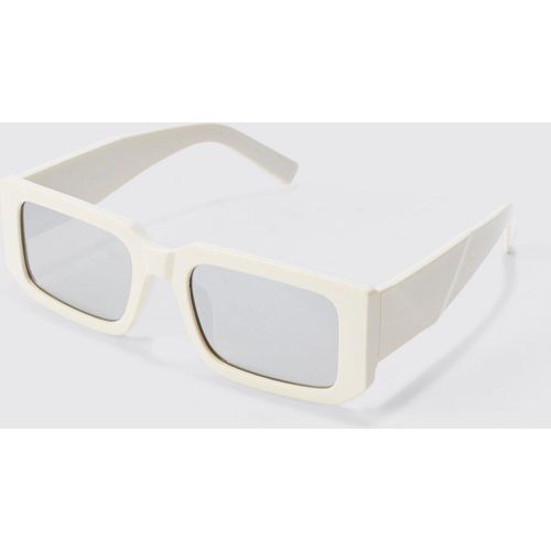 Chunky Rectangular Mirror Lens Sunglasses In White - boohoo - Modalova