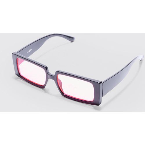 Rectangular Plastic Contrast Lens Sunglasses In Black - boohoo - Modalova