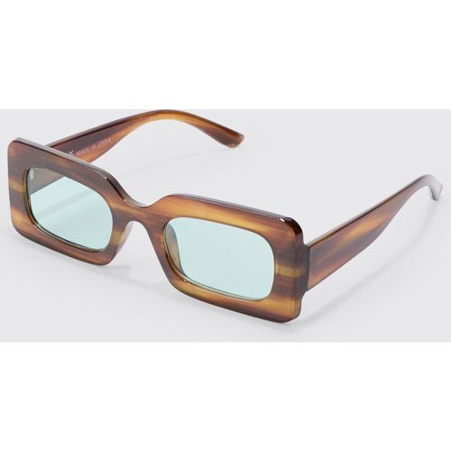 Gafas De Sol Rectangulares Marrones Con Estampado Abstracto De Resina - boohoo - Modalova