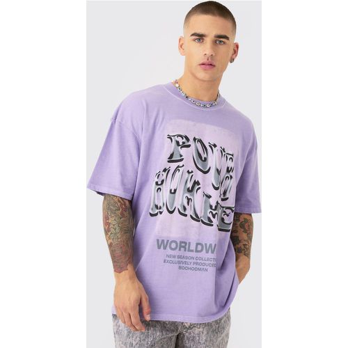 Oversized Washed Homme Text Print T-Shirt - boohoo - Modalova