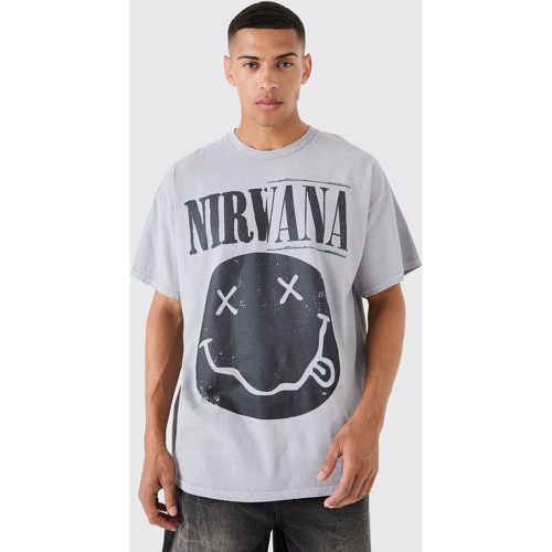 Camiseta Oversize Con Lavado A La Piedra Y Estampado De Nirvana - boohoo - Modalova