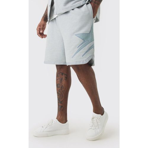 Plus Textured Star Embroidered Mid Length Basketball Short - boohoo - Modalova