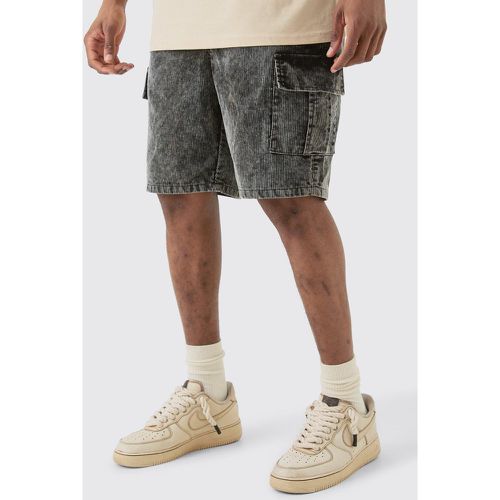 Tall Cord Cargo Shorts In Black - boohoo - Modalova