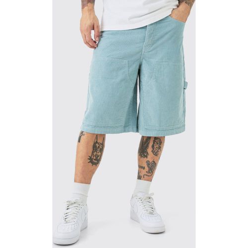 Pantaloni tuta in velluto a coste color ardesia con pannelli stile Carpenter - boohoo - Modalova