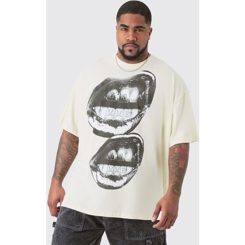 T-shirt Plus Size oversize metallizzata Homme Lips color ecru - boohoo - Modalova