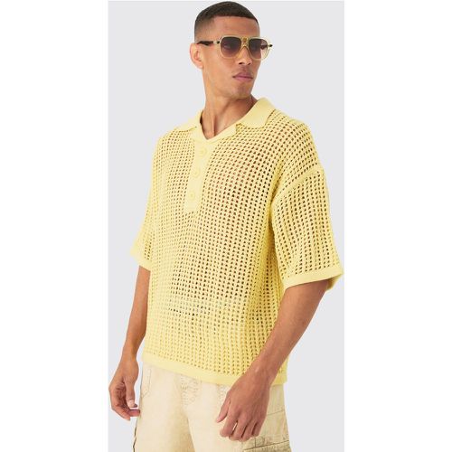 Polo Oversize De Punto Calado Con Solapas - boohoo - Modalova