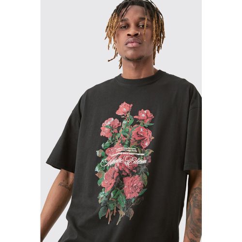 Tall Floral Graphic T-Shirt, Negro - boohoo - Modalova