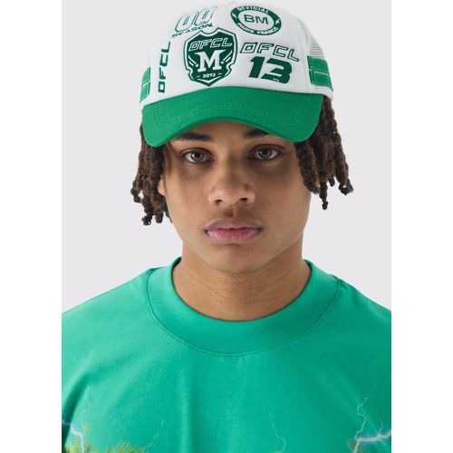 Badge Foam Trucker Cap In Green - boohoo - Modalova