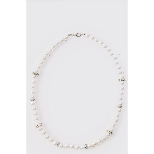 Collana di perle ghiacciate in argento - boohoo - Modalova