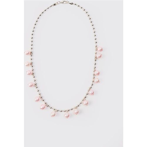 Pearl Bead Necklace In Silver, Gris - boohoo - Modalova