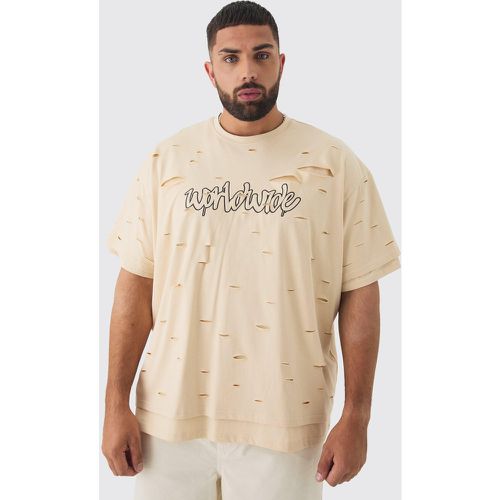 Camiseta Plus Oversize De Tela Doble Con Estampado Homme - boohoo - Modalova