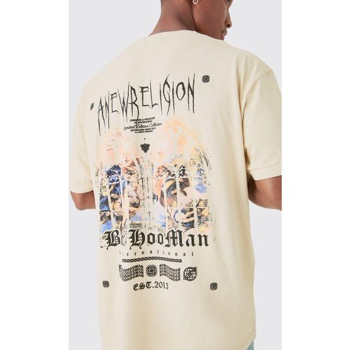 Oversized Washed Anew Religion Print T-shirt - boohoo - Modalova