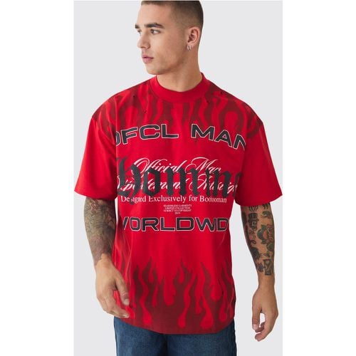 T-shirt oversize pesante Offcl Man Homme effetto smagliato - boohoo - Modalova