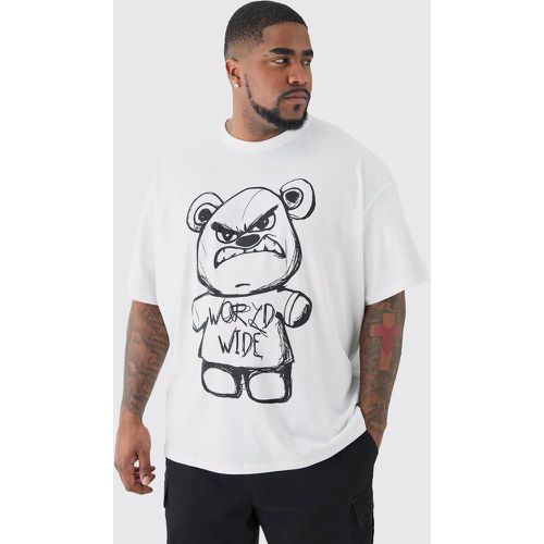 T-shirt Plus Size oversize bianca con grafica Evil Teddy - boohoo - Modalova