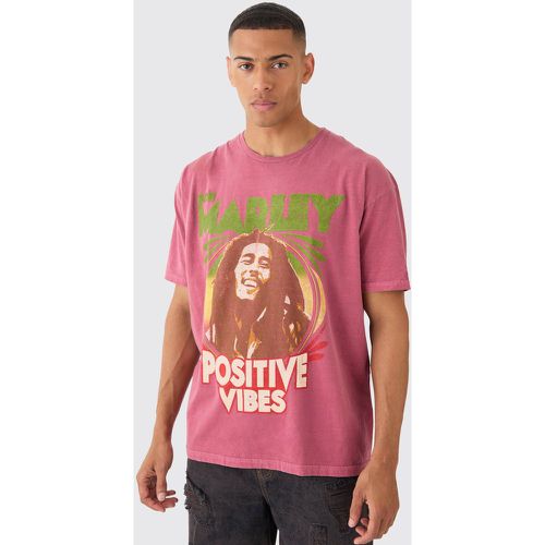 Camiseta Oversize Con Lavado A La Piedra Y Estampado De Bob Marley - boohoo - Modalova