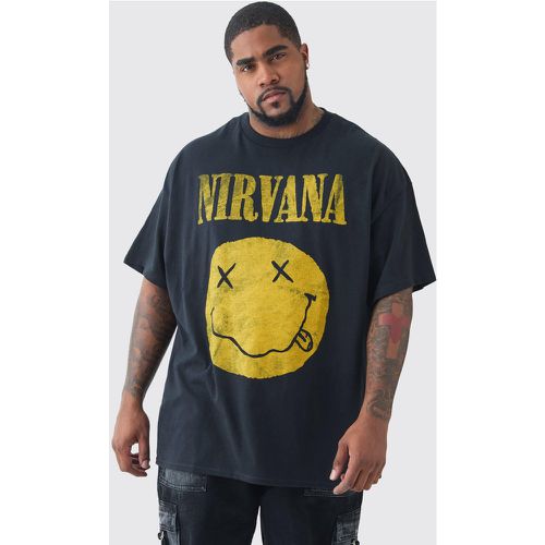 T-shirt Plus Size ufficiale Nirvana con stampa Smiley - boohoo - Modalova