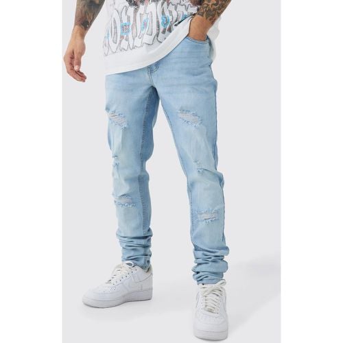 Jeans Skinny Fit Stretch con strappi e pieghe sul fondo - boohoo - Modalova