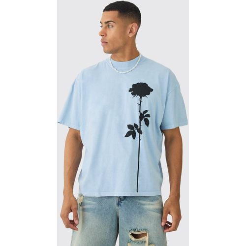 Camiseta Oversize Desteñida Con Estampado De Flores - boohoo - Modalova
