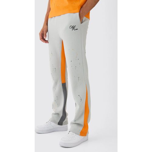 Pantalón Deportivo Regular Con Estampado De Salpicaduras De Pintura Y Refuerzo - boohoo - Modalova