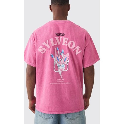 Camiseta Oversize Con Lavado A La Piedra Y Estampado De Pokemon Sylveon - boohoo - Modalova