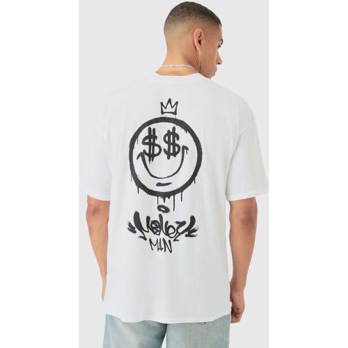T-shirt oversize stile Graffiti con Smiley - boohoo - Modalova