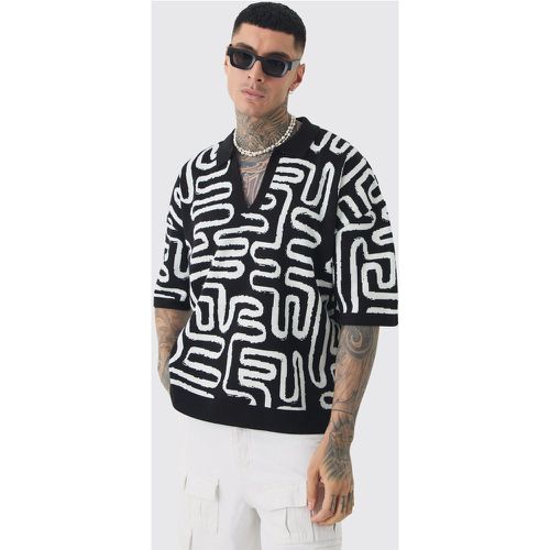 Polo Tall Oversize Recto De Punto Con Estampado Abstracto - boohoo - Modalova