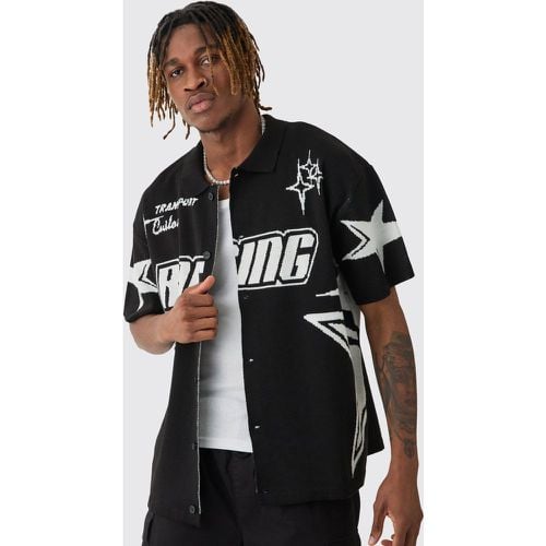 Camisa Tall Recta De Punto Con Estampado De Motociclismo - boohoo - Modalova