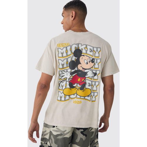 Camiseta Oversize Con Lavado A La Piedra Y Estampado De Mickey Mouse Disney - boohoo - Modalova