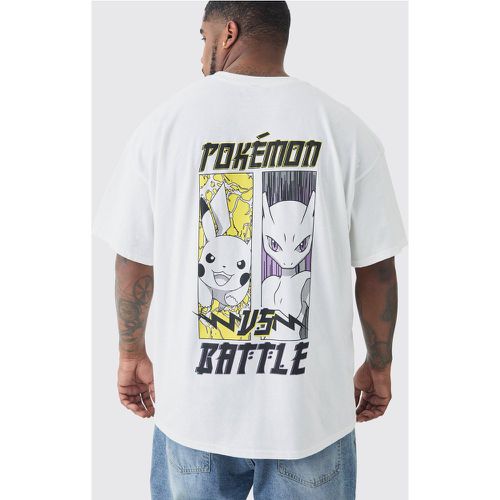 T-shirt Plus Size con stampa ufficiale di Pokemon Battle e stampa sul retro color ecru - boohoo - Modalova