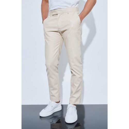 Slim Fit Pu Trouser, Cream - boohoo - Modalova