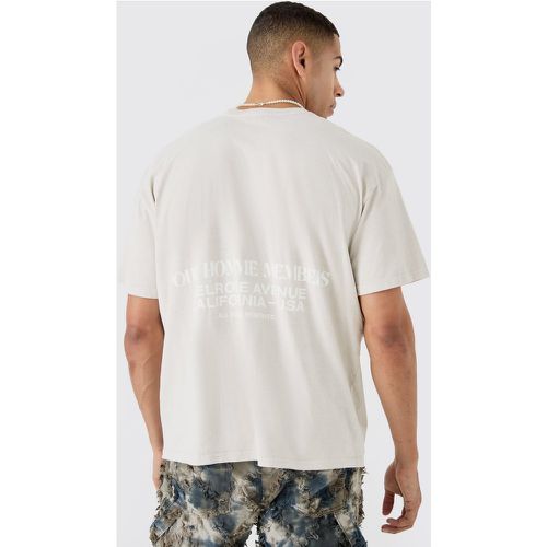 Camiseta Oversize Recta Sobreteñida Con Estampado Gráfico - boohoo - Modalova