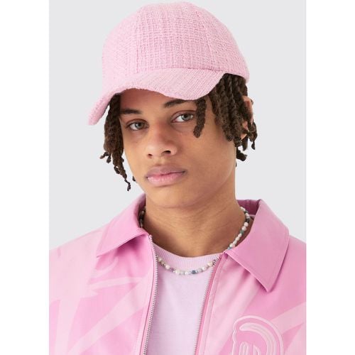 Cappello da baseball in bouclé con trama in rosa pastello - boohoo - Modalova
