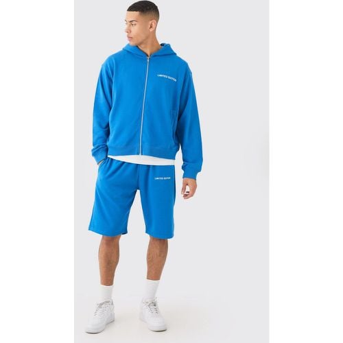 Chándal Oversize Recto De Pantalón Corto Y Sudadera Con Capucha Y Cremallera - boohoo - Modalova