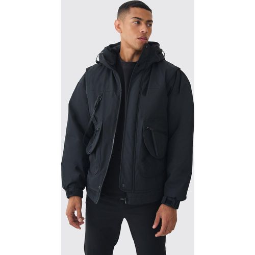 Parka Utilitaria Técnica Negra Con Capucha - boohoo - Modalova