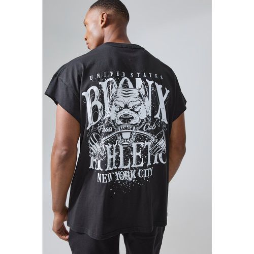 T-shirt oversize Man Active Bronx con Barbell e cut-off - boohoo - Modalova