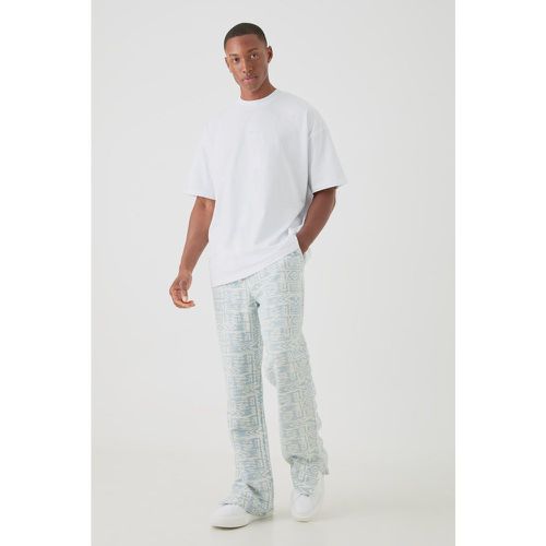 Set T-shirt oversize Man con girocollo esteso & pantaloni tuta in jacquard - boohoo - Modalova