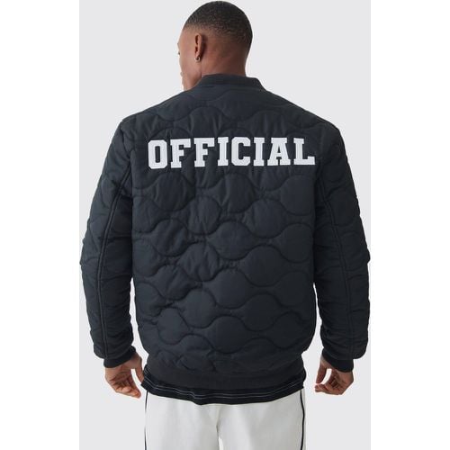 Giacca Bomber Official nera trapuntata - boohoo - Modalova