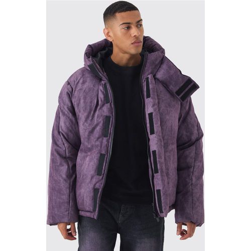 Abrigo Acolchado Con Capucha Morado Desteñido - boohoo - Modalova