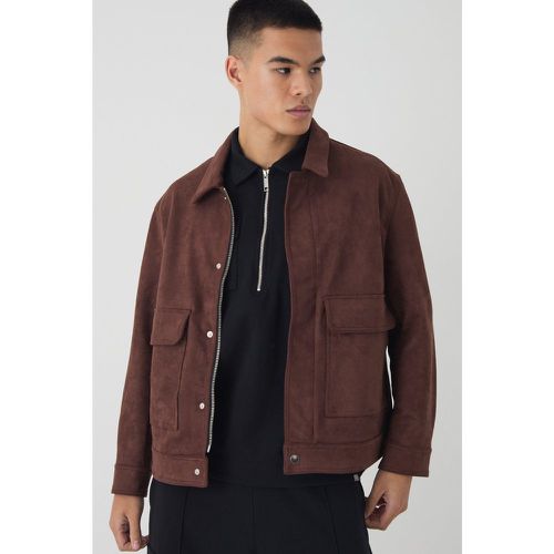 Chaqueta Harrington De Ante Sintético Marrón - boohoo - Modalova