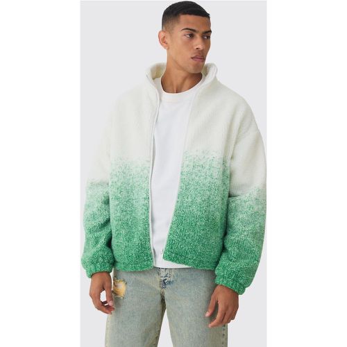 Giacca oversize in pile borg sfumato con collo a imbuto - boohoo - Modalova