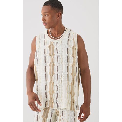 Oversized 3D Knitted Vest, Cream - boohoo - Modalova