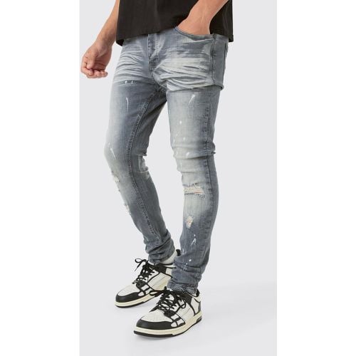 Jeans Super Skinny Fit Stretch strappati in lavaggio sporco - boohoo - Modalova