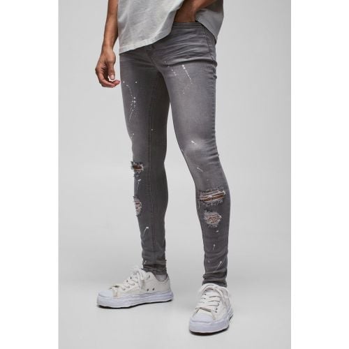 Jeans Super Skinny Fit Stretch strappati in lavaggio sporco - boohoo - Modalova